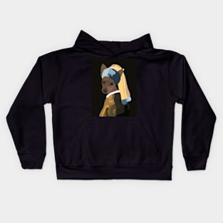 Pinscher with a pearl earring Kids Hoodie